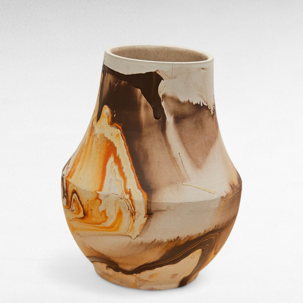 Vintage Nemadji Pottery USA Pottery Vase Marble Swirl 6.5"